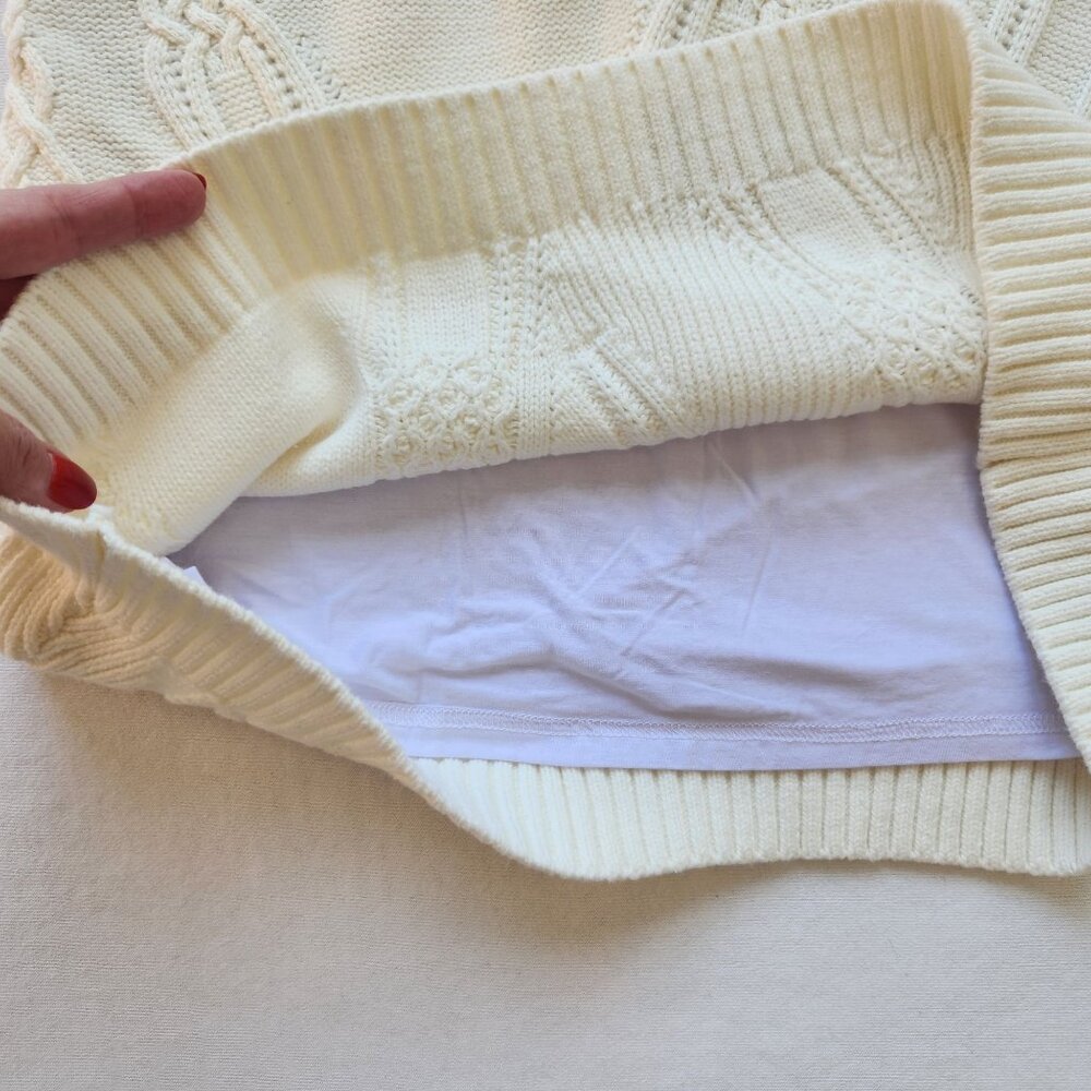 Maeve Anthropologie Cable Knit Cream Mini Skirt Fall Winter Cozy Casual Preppy - Picture 5 of 9
